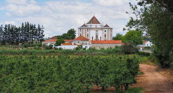 The Sanctuary or Santuário do Senhor Jesus da Pedra. Beautiful Catholic church, exemplary religious architecture, Baroque style temple in Obidos, district of Leiria, in Portugal.
