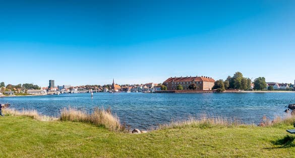 Soenderborg panorama of the old city in southern Jutland Denmark