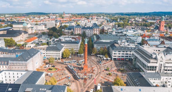 Photo of Summer cityscape of Darmstadt, Germany .