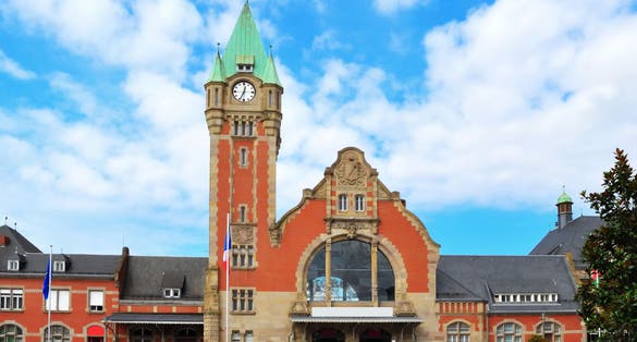 Photo of old railway station building from Colmar in Alsace Region, France.