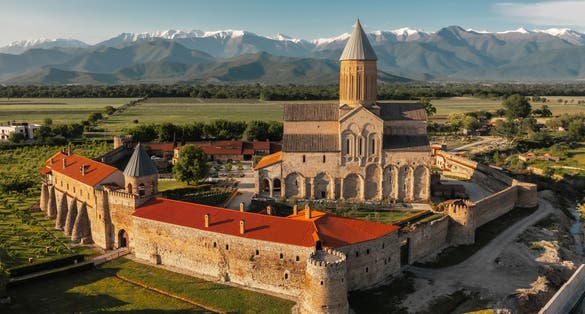 Aerial view of Alaverdi Monastery in Georgia