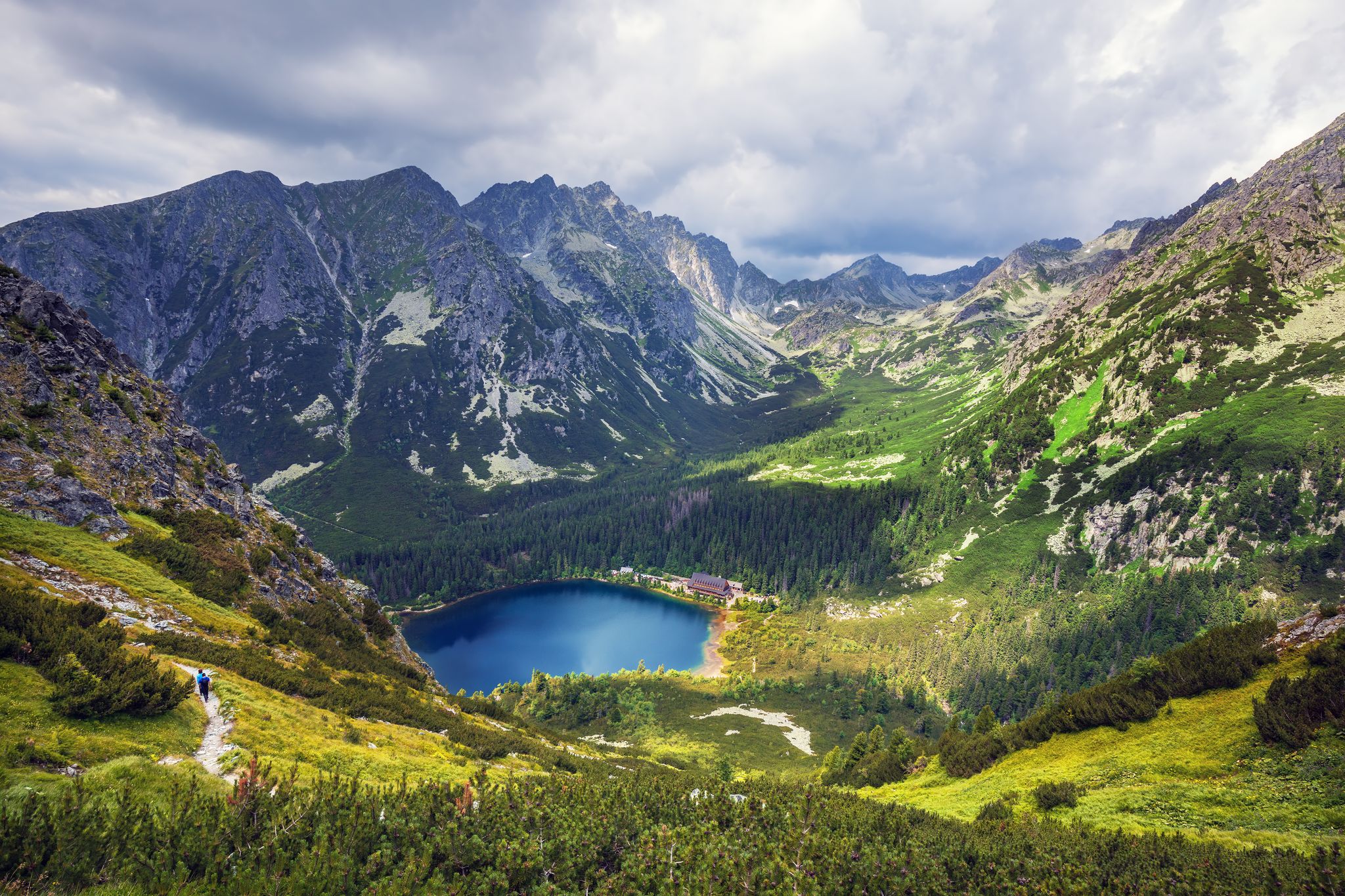 Photo of Poprad lake( Popradske pleso) famous and very popular destination in High Tatras national park, Slovakia.