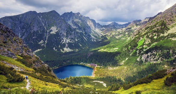 Photo of Poprad lake( Popradske pleso) famous and very popular destination in High Tatras national park, Slovakia.
