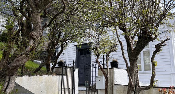 Old wooden houses in historic Nordnes Bergen Norway