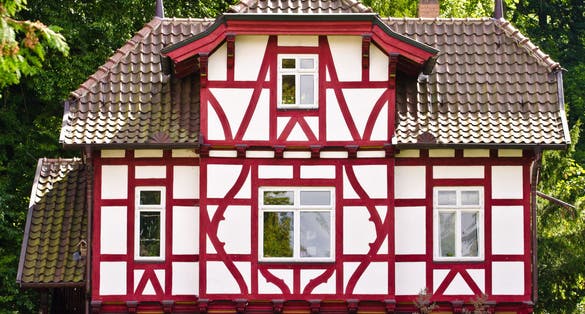 Photo of historical, ancient, small house, Göttingen, Germany.