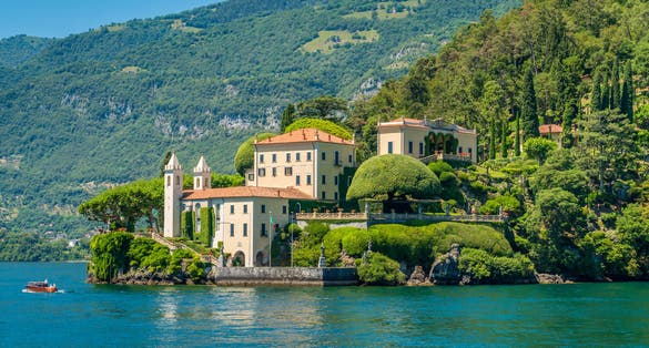 One of the most beautiful lakes of Europe . Lago di Como - Villa del Balbinello. Italy, Lombardia