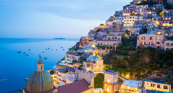 Photo of Sunset in Positano, Amalfi Coast, Salerno - Naples, Italy.