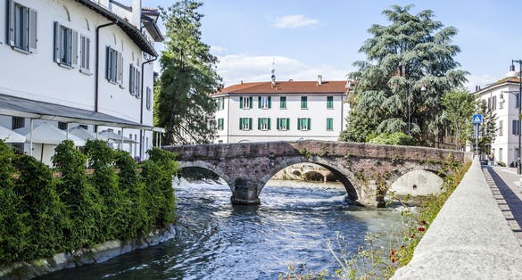 Photo of Lambro river in the city of Monza, Italy.