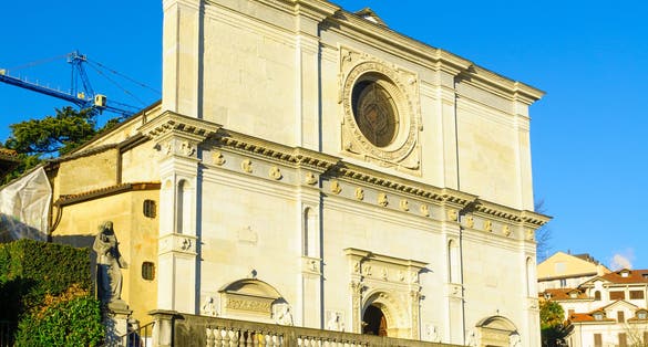 photo of the façade of the Cathedral of Saint Lawrence is a Roman Catholic cathedral in Lugano, Ticino, Switzerland.