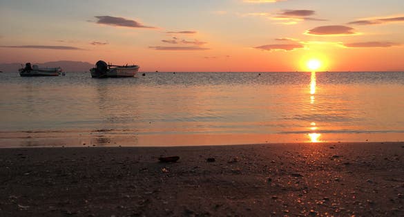 Photo of sunset at the beach of Alexandroupolis Greece.