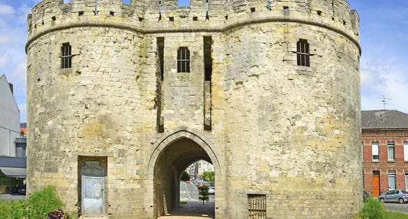 Cambrai, France - Porte de Paris, former Porte Saint-Sepulcre. The gate is the only remaining element of the ramparts, built at the end of the 14th Century.