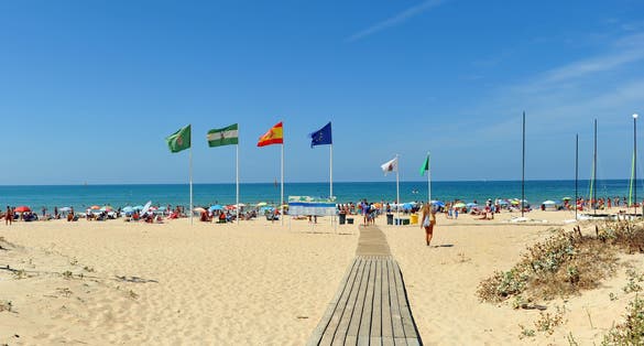 Costa Ballena Beach, one of the best beaches in the province of Cadiz bathed by the Atlantic Ocean (Costa de la Luz), Andalusia, Spain, southern Europe.