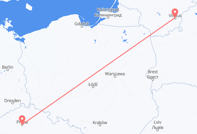 Vilnius to Prague