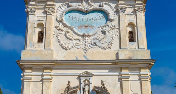 Church of Madonna della Costa in San Remo in a beautiful summer day, Italy.
