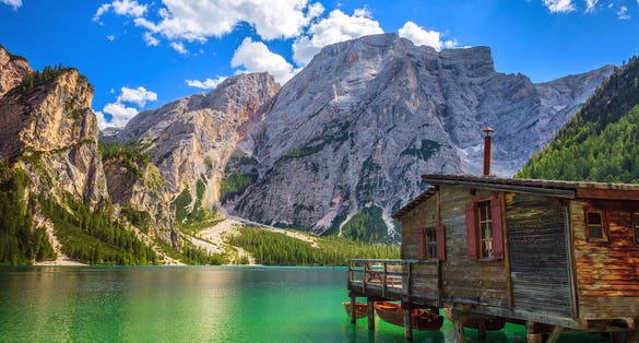 photo of Amazing view of Braies Lake (Lago Di Braies, Pragser Wildsee) in Northern Italy,Burano Italy.