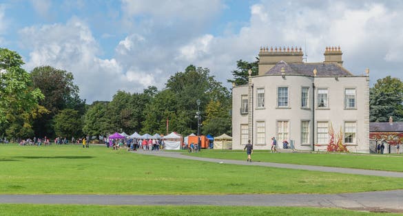 Photo of Marlay Park, Marlay House and farmer's market, Dublin, Ireland.