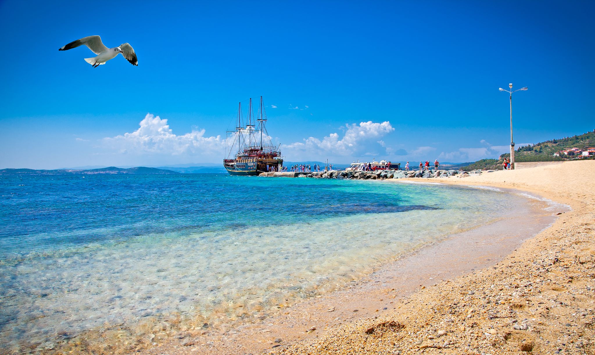 Photo of Ouranoupolis tower in Chalkidiki, Greece on a summer day.