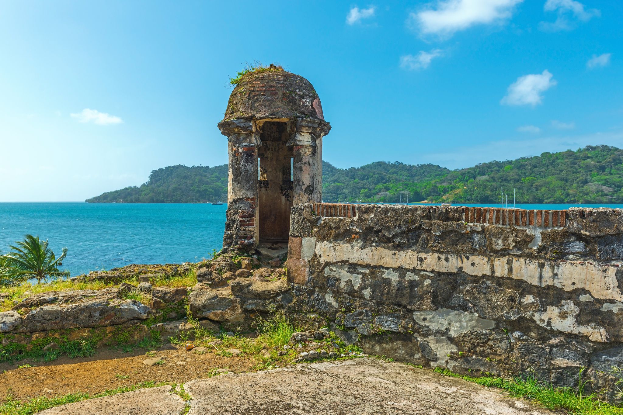 Photo of The Spanish fortress of Santiago built to protect the harbor of Portobelo against pirate incursions. Located in the city of Portobelo by the Caribbean Sea in Panama.