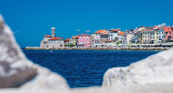 Photo of Cityscape of the old town of Piran an ancient village on the coast of Slovenia.