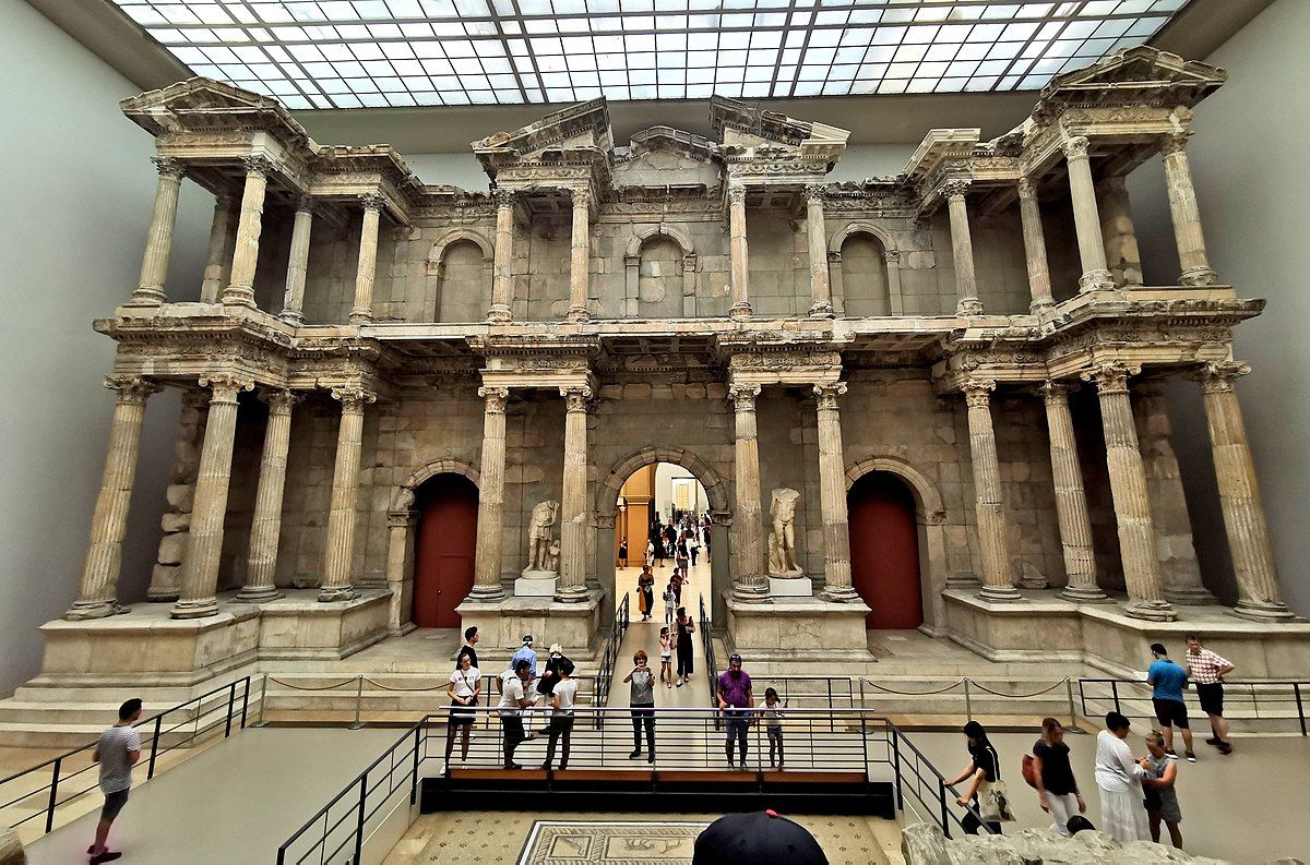 photo of tourists visiting Bergama Museum in Bergama, Turkey.