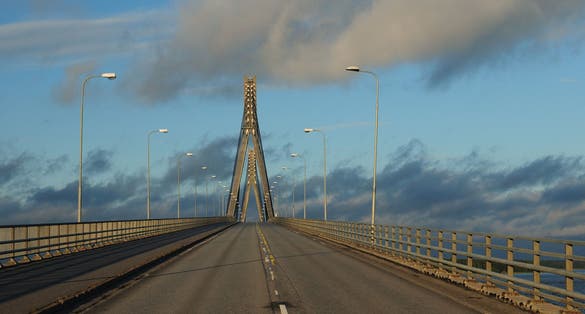 Photo of the road on Replot (Raippaluoto) bridge is the longest bridge in Korsholm, Finland.