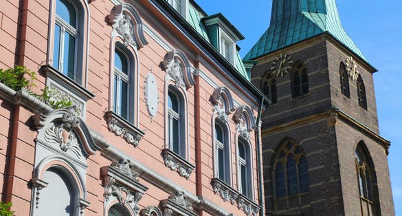 photo of view of Bottrop city, Germany. Old town renovated architecture.