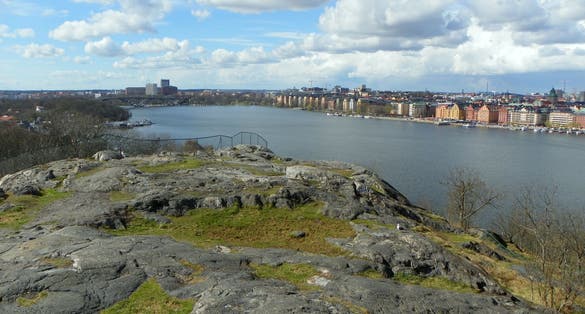 photo of Sweden, Stockholm, view of Kungsholmen and Västerbron from Skinnarviksberget.