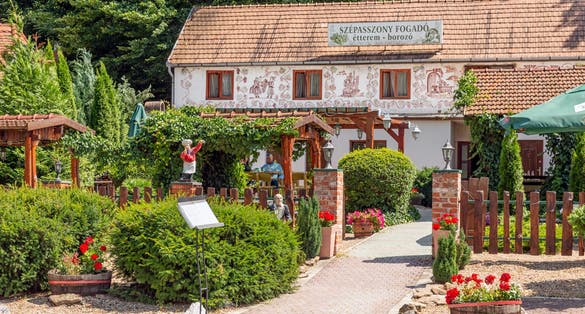 Photo of restaurant in the Valley of the beautiful Woman with many wine cellars, Eger , Hungary.