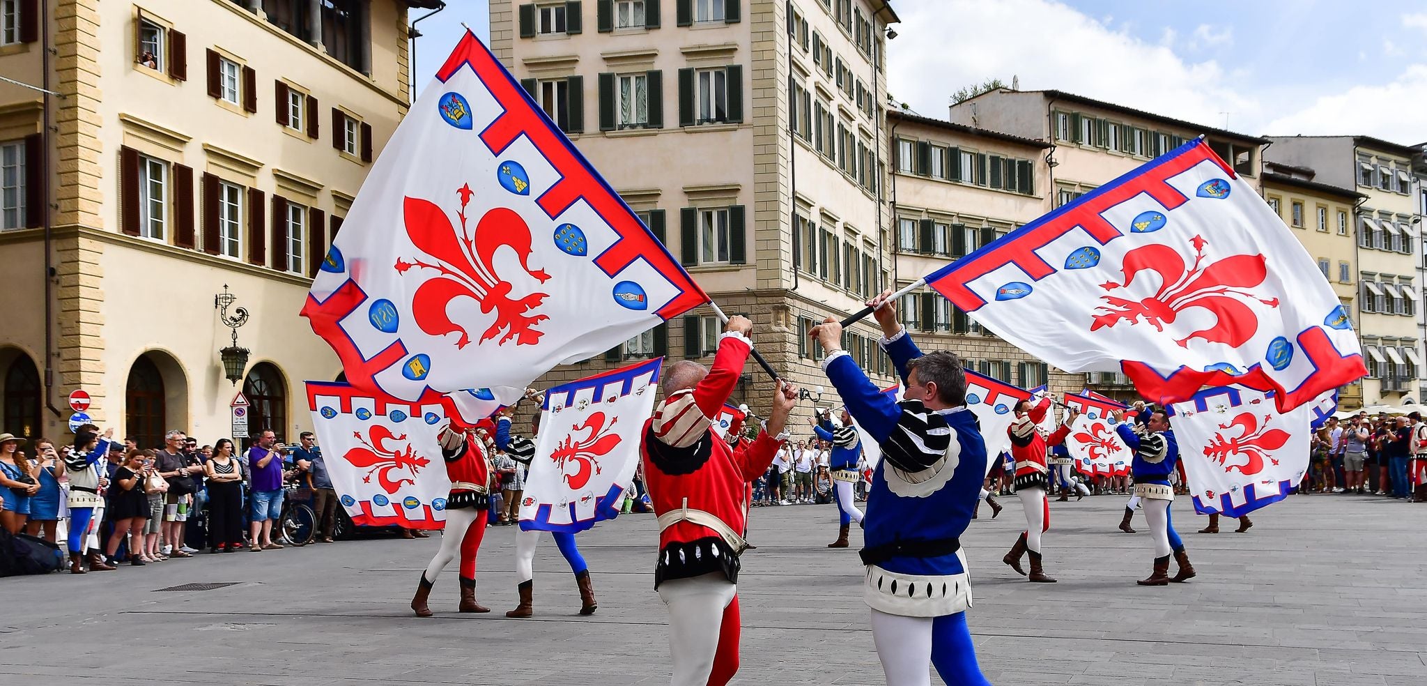 Flag bearers performing in traditional costume during the Feast of St. John the Baptist in Florence..jpg