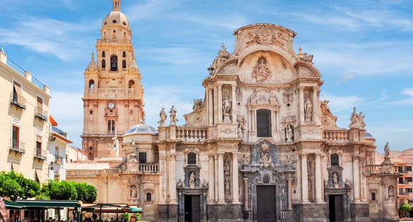 Photo of Cathedral of Saint Mary in center of Murcia, Spain.