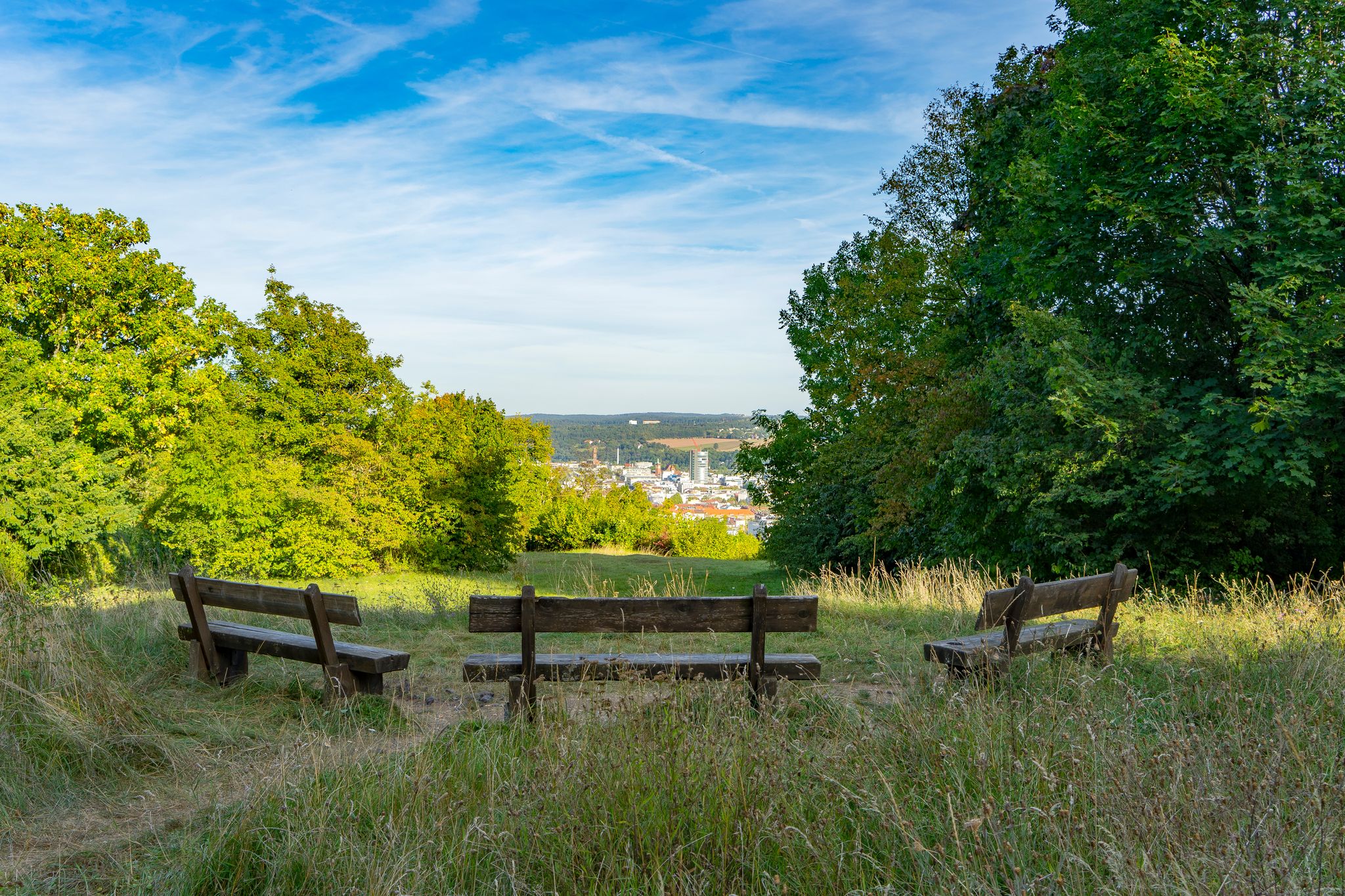 Photo of relax at a Park bench by Pforzheim Hill, Germany.
