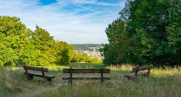 Photo of relax at a Park bench by Pforzheim Hill, Germany.