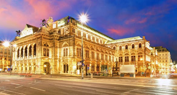Photo of Vienna State Opera House at night, Austria, Theater.