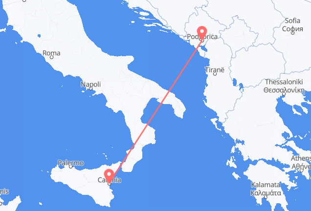 Podgorica to Catania