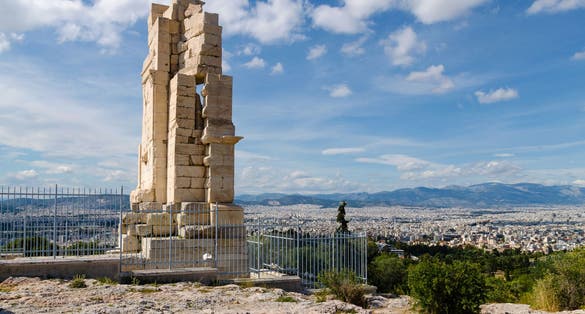 photo of view of Philopappos Monument in Athens, Greece..