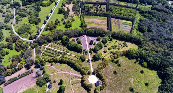 Photo of aerial view of Botanical Garden in Chisinau, Republic of Moldova.