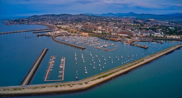 Photo of aerial view of Dun Laoghaire Pier ,Dublin, Ireland.