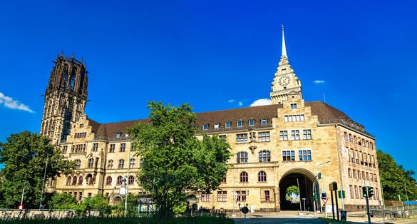 Photo of Duisburg City Hall in North Rhine-Westphalia, Germany.