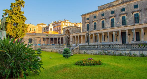 photo of Beautiful summer view of Old Royal Palace St. Michael and St. George in Corfu town, Greece,Corfu Greece.