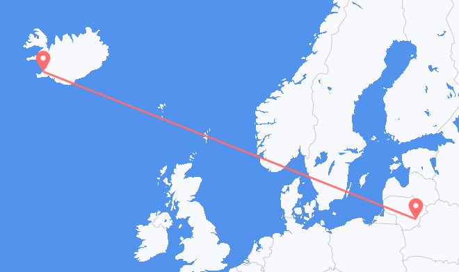 Reykjavik to Vilnius
