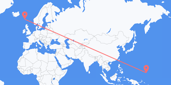 Mikronesien nach die Färöer Inseln