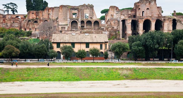 photo of ancient Palatine and ground of Circus Maximus on Palatine Hill in Rome, Italy.