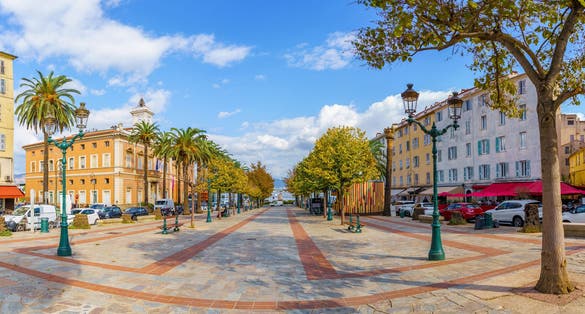 Photo of central square Foca in Ajaccio, Corsica island, France.
