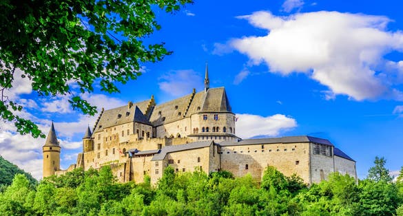 photo of vianden castle and vianden city, Luxembourg.