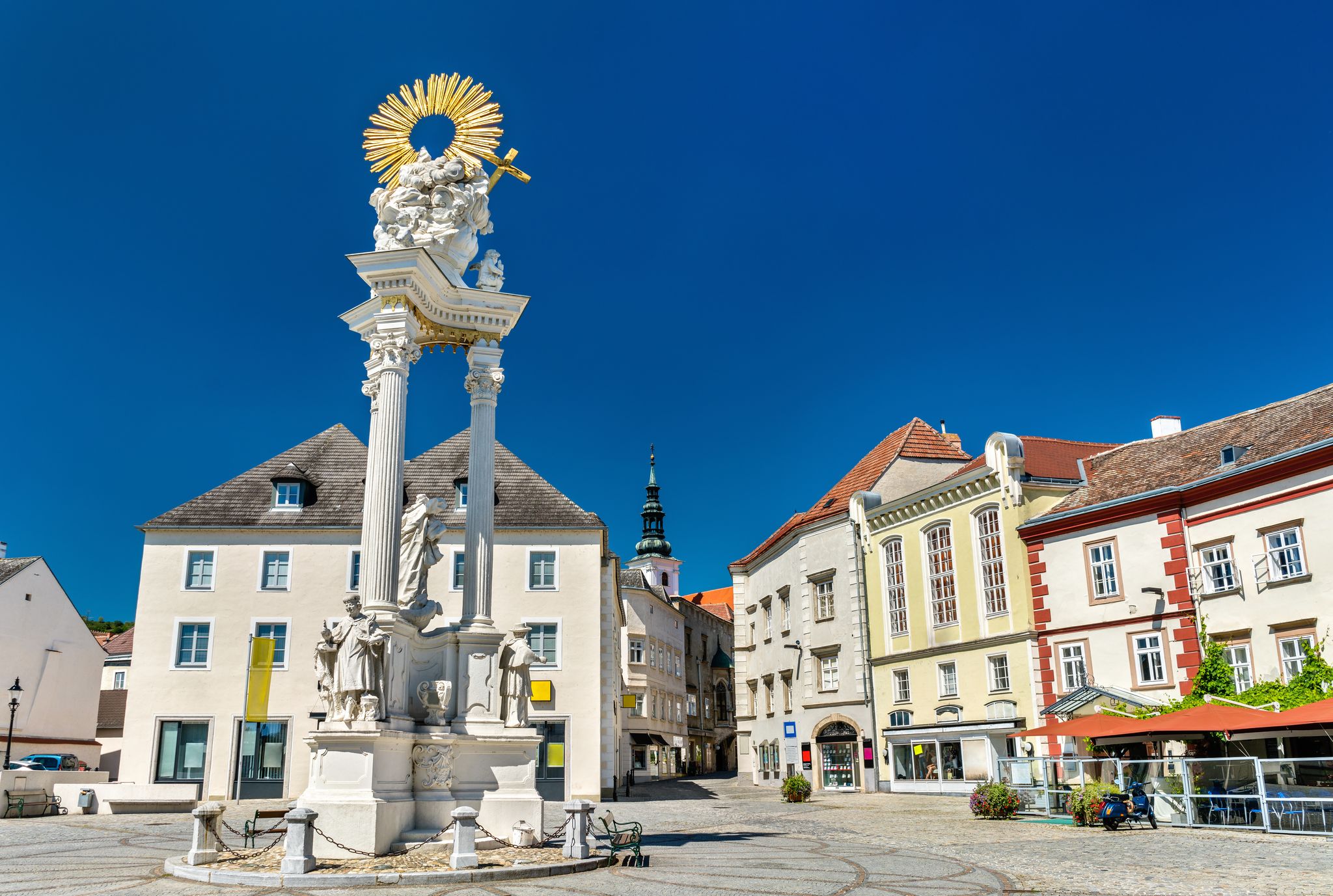 Holy Trinity Column in Krems an der Donau. Wachau valley in Austria