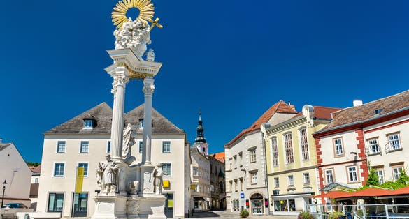 Holy Trinity Column in Krems an der Donau. Wachau valley in Austria