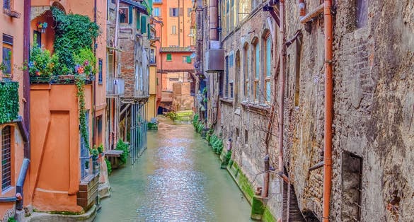 Photo of Channel river in Bologna Italy.