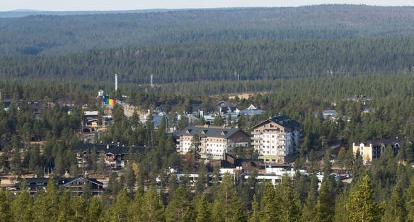 photo of top of Saariselkä ski resort before winter season in Northern Finland.