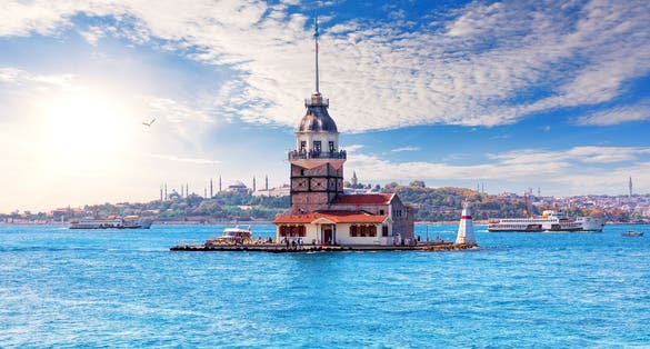 Photo of the Maiden's Tower, Bosphorus, Marmara sea, Istanbul, Turkey.