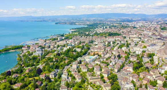 Photo of the central part of the city Lausanne, Switzerland.